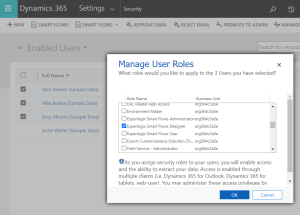 Manage User Roles Window